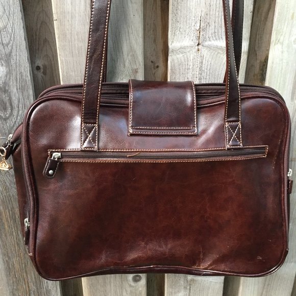 Mouflon brown vegan leather satchel briefcase - Picture 4 of 10